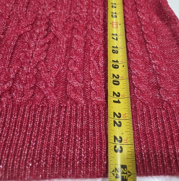 Olivia Sky Cutout Metallic Cable Knit Pullover Sweater Red Women's Sz Large NWT. - Picture 11 of 11